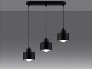 Miniatura 2 - Závěsná lampa se třemi černými stínidly – moderní design