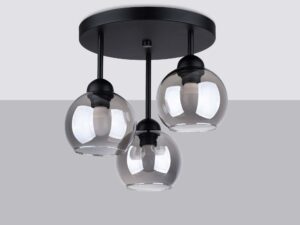 Miniatura 1 - Trzypunktowa stropní lampa z kouřovým sklem