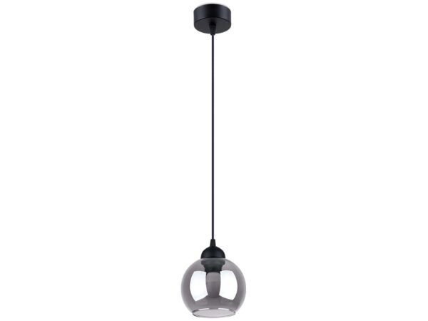 Jednotlivá závěsná lampa s černou objímkou a kouřovým sklem