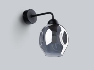 Miniatura 1 - Moderní černé nástěnné svítidlo s designovým skleněným stínidlem