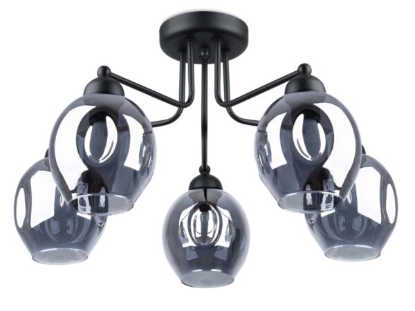 Moderní lampa se třemi kouřovými stínidly – pohled zespodu