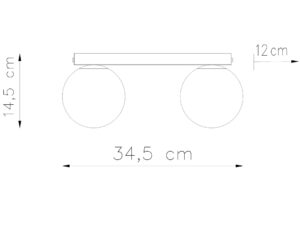 Miniatura 7 - Rozměrový výkres lampy s koulemi LED – délka 34, 5 cm