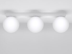 Miniatura 2 - Stropní lampa se třemi mléčnými LED koulemi na bílé liště