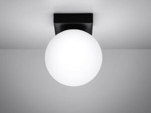 Miniatura 6 - Černá stropní krytka s mléčnou LED koulí – industriální styl