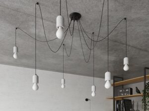 Miniatura 7 - Kompozice spider stropních lamp se surovým betonem a černým kabelem