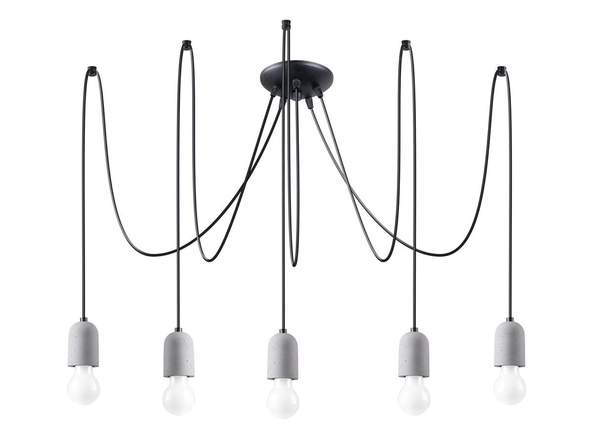 Lustr SOLARO 5 5x E27 LED Šedý/Betonový