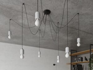 Miniatura 6 - Lustr z betonowymi oprawkami LED, pohled z spodu
