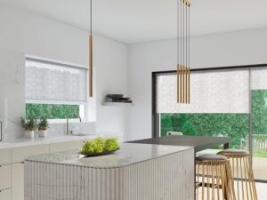 Miniatura 6 - Kuchyně se třemi zlatými LED tubami nad ostrůvkem