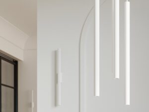 Miniatura 6 - Sestava tří bílých lamp závěsných LED v jídelně