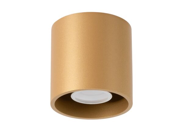 Válcová LED lampa ve zlaté barvě s bílým reflektorem