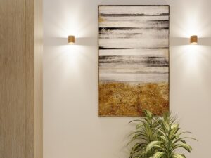 Miniatura 5 - Minimalistický interiér se dvěma zlatými LED nástěnnými lampami
