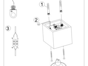 Miniatura 8 - Montážní výkres lampy kostky LED z stropní základnou