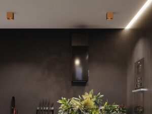 Miniatura 5 - Obývací pokoj z tmavou stěnou a zlatými lampami LED typu kostka