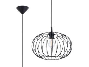 Miniatura 1 - Geometrická závěsná lampa z černého kovu na světlém pozadí