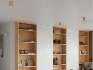 Miniatura 4 - Interiér z regálem a lampičkou z kulovým stínidlem ve stylu přírodním
