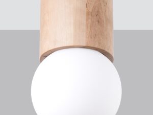 Miniatura 1 - Detail na dřevěnou lampu stropní z kulovým stínidlem