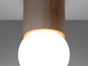 Miniatura 2 - Stropní lampa s dřevěnou základnou a mléčným LED světlem