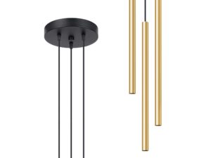 Miniatura 1 - LED závěsná lampa na černé stropní základně se zlatými tubami
