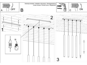 Miniatura 9 - Technický výkres montáže lamp závěsných s pěti těly svítidel