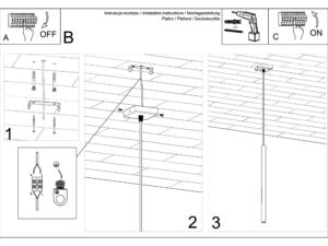 Miniatura 9 - Montážní schéma závěsné lampy z označením bodů