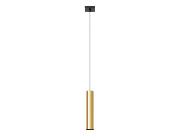 Zlatá závěsná lampa tubus s černým przewodem, moderní styl