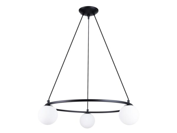 Moderní závěsná lampa s bílými LED koulemi