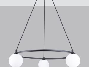 Miniatura 2 - Kulatá lampa s bílými stínidly na černé konstrukci, moderní styl