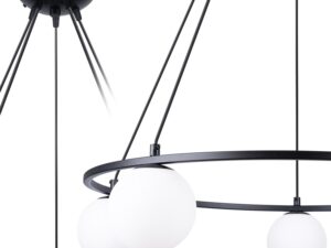 Miniatura 1 - Lampa s pěti LED koulemi na černém rámu, moderní styl