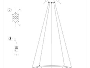Miniatura 9 - Montážní výkres stropní lampy se třemi body světla