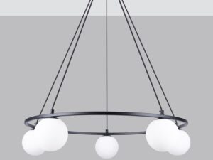 Miniatura 2 - Designové LED svítidlo s pěti bílými stínidly na černém rámu