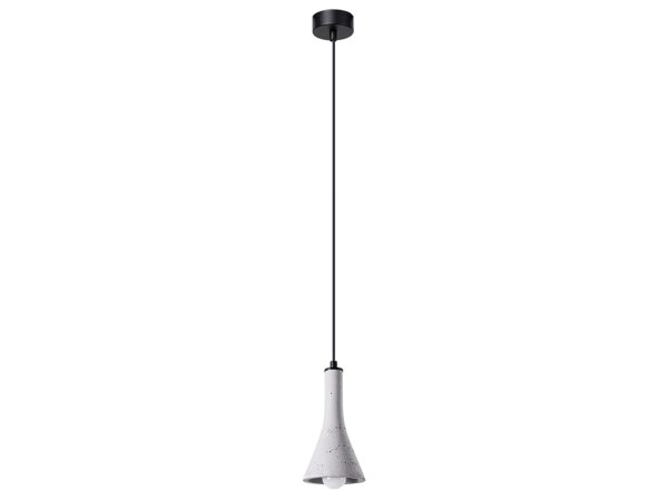 Závěsná LED lampa z stínidlem z betonu a černou stropní krytkou