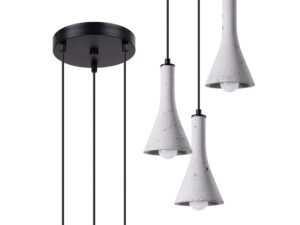 Miniatura 1 - Černá stropní krytka se třemi betonowymi stínidly závěsnými