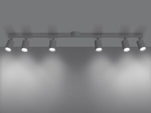 Miniatura 2 - Lampa spot se šesti reflektory LED na ciemnym pozadí, moderní styl