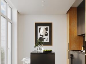 Miniatura 7 - Moderní kuchyně se dvěma lampami sufitowymi v bílé barvě