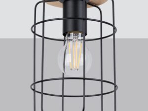 Miniatura 1 - LED žárovka v drucianym kloszu lampy s dřevěnou základnou