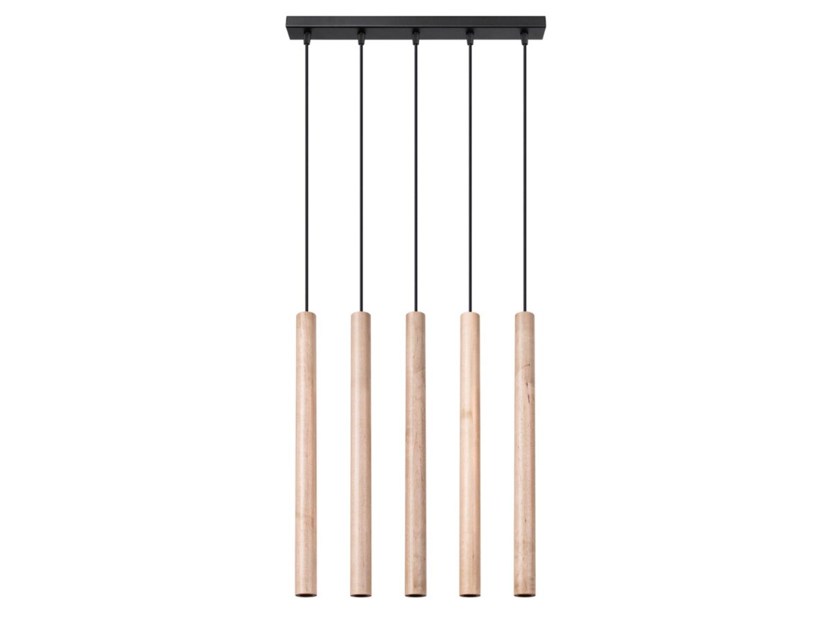 Elegantní stropní lampa z oceli a dřeva TAZILA ARBOR 5L