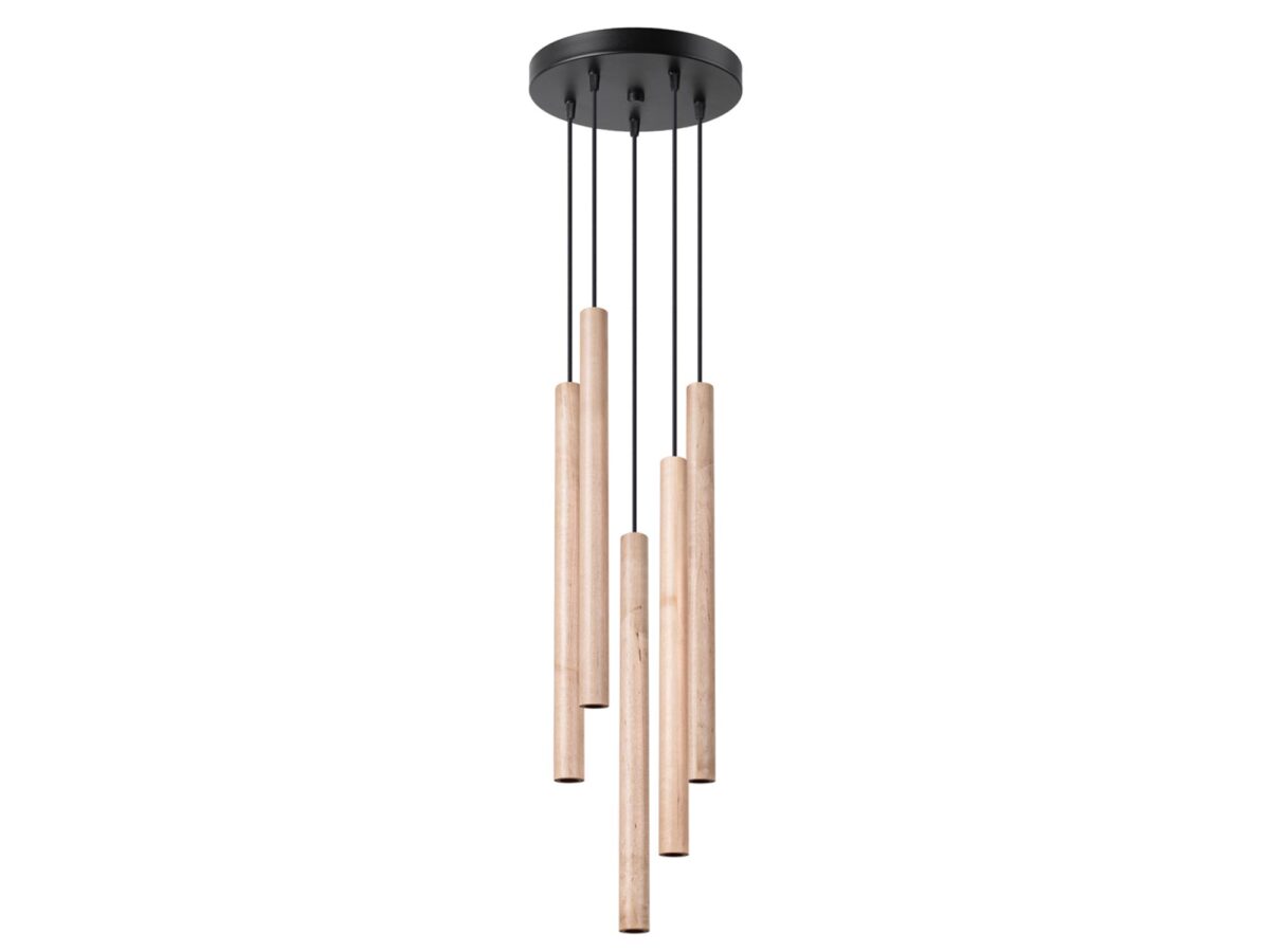 Moderní závěsná lampa z oceli a dřeva TAZILA ARBOR 5P