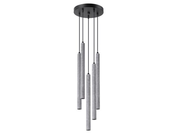 Betonová závěsná LED lampa z cylindrycznymi zwisami, industriální styl