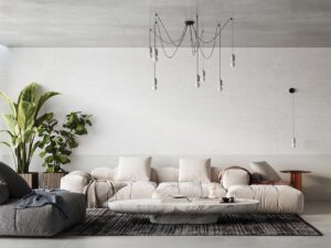 Miniatura 6 - Závěsné lampy z dlouhým przewodem v minimalistickém interiéru
