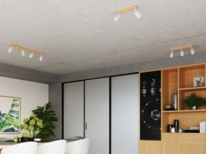 Miniatura 6 - Stropní LED lampa s dřevěnou základnou a bílým reflektorem