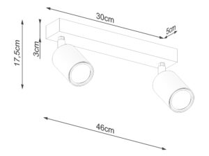 Miniatura 7 - Technický výkres nástěnné lampy se dvěma reflektory – 46 cm šířky