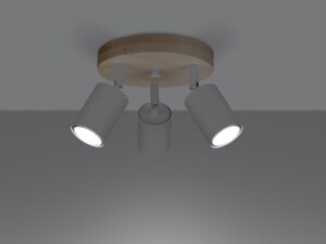 Miniatura 2 - Dřevěná stropní lampa se dvěma šedými reflektory do obývacího pokoje ve stylu loft