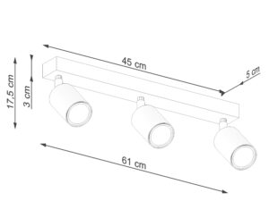 Miniatura 8 - Technický výkres svítidla světelné s třemi punktami LED