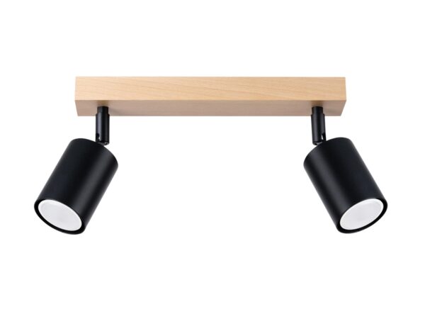 Lampa z reflektory ve stylu skandynawskim s dřevěnou základnou