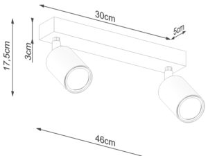 Miniatura 7 - Technické rozměry podwójnej svítidla stropní s reflektory