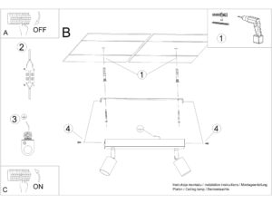 Miniatura 8 - Montážní výkres stropní lampy se dvěma světelnými body