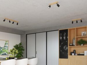 Miniatura 9 - osvětlení stropní s bílými reflektory v moderní jídelny skandynawskiej