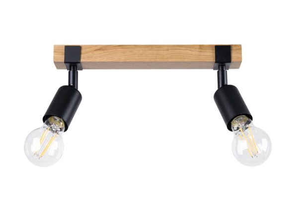 Stropní lampa se dvěma body světla na dřevěné podstawie