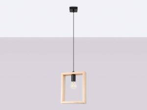 Miniatura 2 - Závěsná lampa dřevěná v světlým barvě z žárovkou dekorativní LED