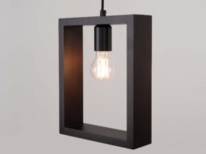 Miniatura 6 - Závěsná lampa čtvercová grafitová ze svítící žárovkou vintage